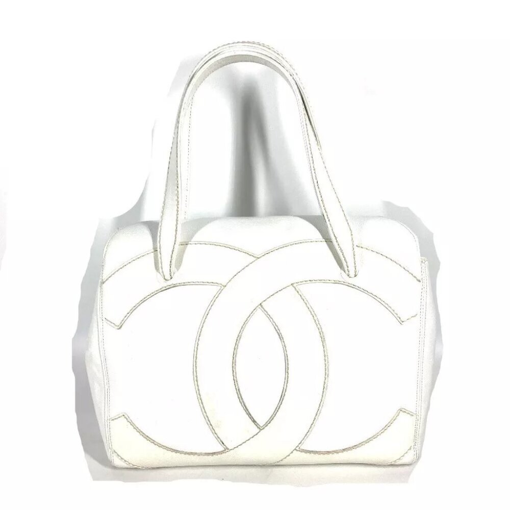CHANEL CC Mark CC Tote Bag Shoulder Bag Caviar Leather White